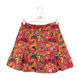 Dona Jo Ladies Size 2 Multicolor Abstract Tribal Skort with Black Shorts